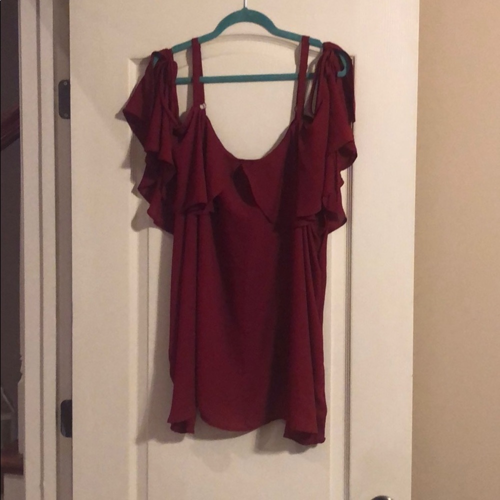 Shirt Sleeve Cold Shoulder Blouse